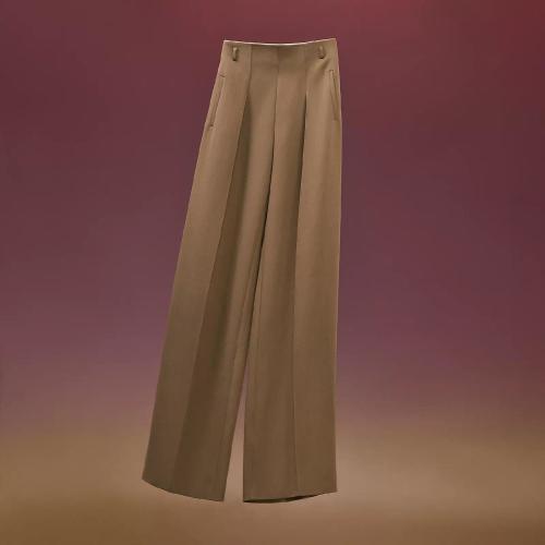  HERMES愛(ài)馬仕 22年秋冬 女士 休閑褲 Pantalon large taille haute H2H0402DIBK42