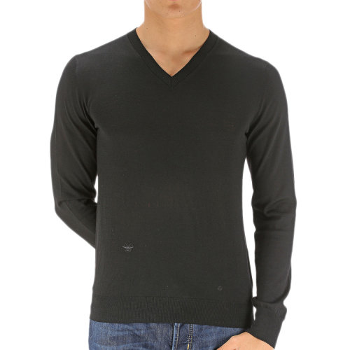 DIOR HOMME/迪奧桀驁 男裝 服飾 黑色V領(lǐng)小蜜蜂刺繡羊毛 男士針織衫毛衣