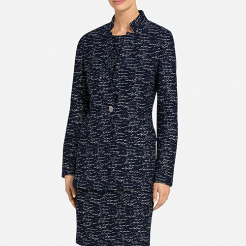 St.John/盛薔女士藏青色浮針立領女士夾克K6100R2