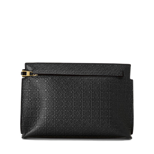 LOEWE/羅意威 22春夏新款Repeat T系列 女士迷你黑色徽標(biāo)壓紋小牛皮拉鏈?zhǔn)帜冒?010642353