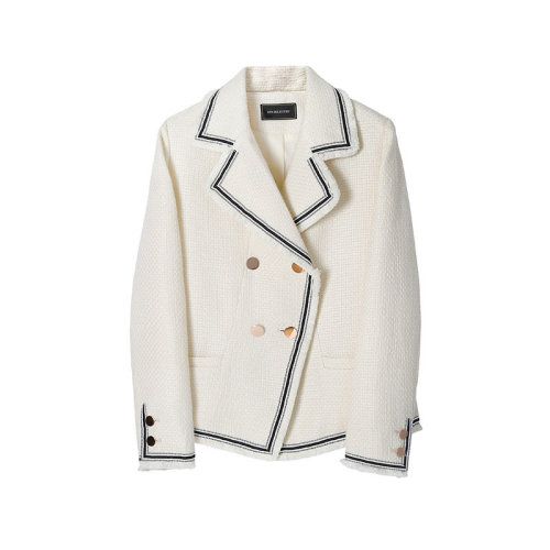 GeleiStory/GeleiStory米白色小香風(fēng)外套女春秋百搭西裝領(lǐng)法式上衣名媛短款女士外套＞女士大衣