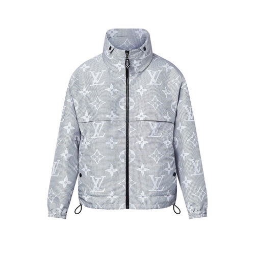 Louis Vuitton/路易威登 22年秋冬新款 女士灰色聚酯纖維面料老花圖案反色派克大衣外套1AAK33