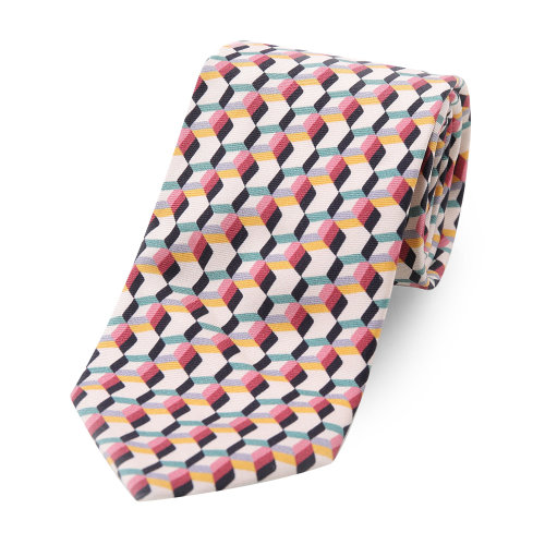 PRADA/普拉達(dá) 桑蠶絲黃色印花男士領(lǐng)帶