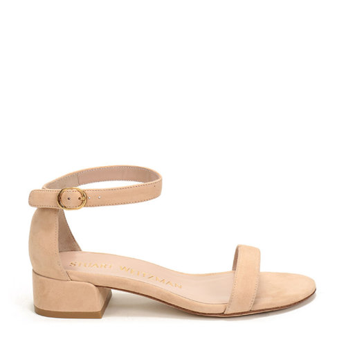 Stuart Weitzman/斯圖爾特韋茨曼 女士絨面皮革一字帶涼鞋中跟鞋 NUDISTJUNE
