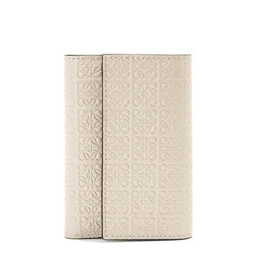 LOEWE/羅意威 Repeat系列 女士小號淺燕麥色徽標(biāo)壓花小牛皮豎款錢包0010642304