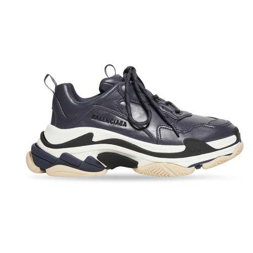 Balenciaga/巴黎世家 22年秋冬新款 男士深藍(lán)色聚氨酯刺繡鞋面?zhèn)让鎵夯ɑ諛?biāo)拉環(huán)雙色鞋帶運(yùn)動(dòng)鞋536737W2FAD4197