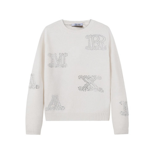 MaxMara/麥絲瑪拉 【22秋冬新款】 女士山羊絨圓領(lǐng)長袖針織衫羊絨衫毛衣字母徽標(biāo) 13660429 MIA