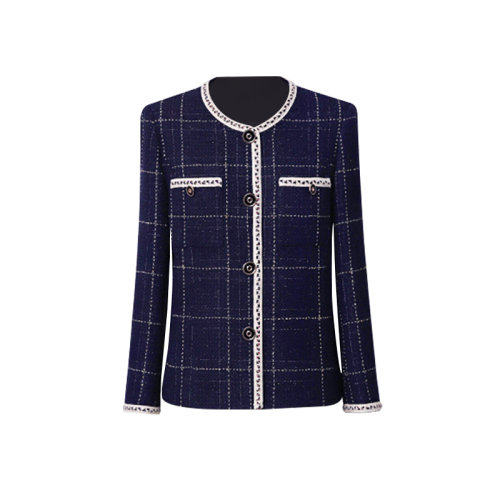 GeleiStory/GeleiStory 春秋新款 知性大女主 雅致格紋側(cè)開衩小香上衣短外套 女士夾克