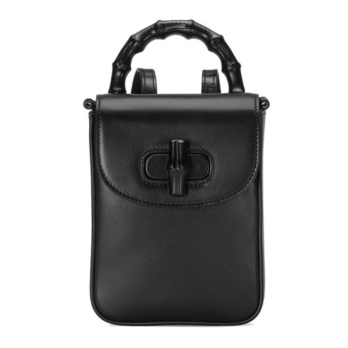 GUCCI/古馳 22新款Gucci Love Parade系列 女士迷你黑色皮革飾面竹節(jié)手柄竹制細(xì)節(jié)肩背手提包702106UZY0P1000