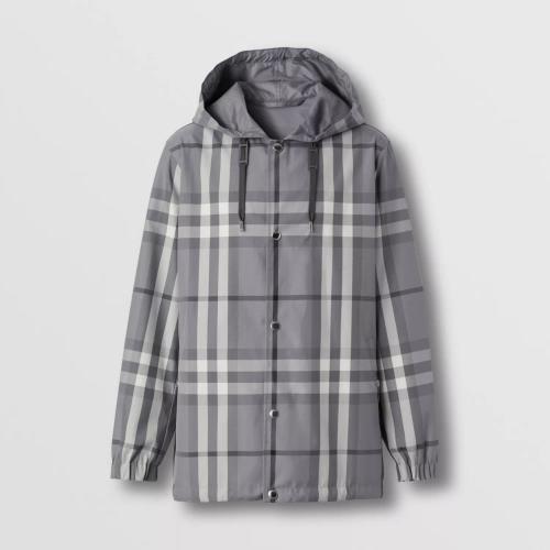  BURBERRY 22年秋冬 男士 雙面兩穿格紋棉質(zhì)混紡連帽外套 80576531