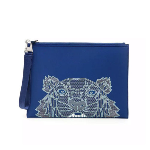 KENZO/高田賢三 凱卓男裝 男士 海軍藍(lán)時(shí)尚虎頭手拿包 FA55PM302F22.76