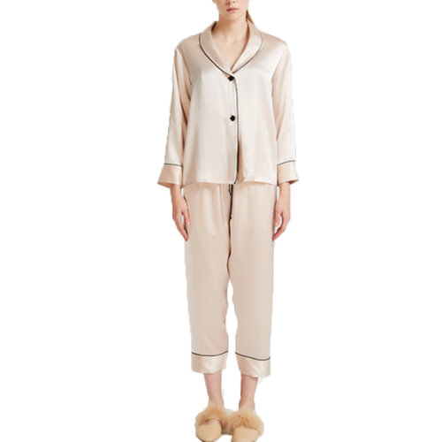 GeleiStory/GeleiStory青果領(lǐng)姆米重磅真絲睡衣桑蠶絲家居服   女睡衣/家居服