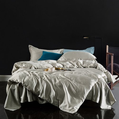 Fantti/芬緹 床上用品60支天絲純色簡約四件套被罩床罩被單枕套床蓋-松石灰