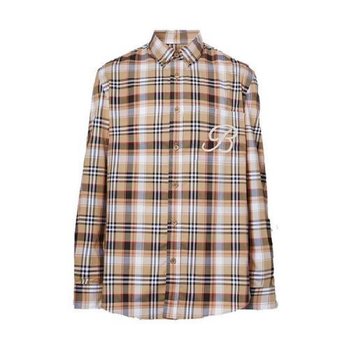  BURBERRY/博柏利 男士淺褐色棉質(zhì)長袖襯衫 80368701 PLFSX