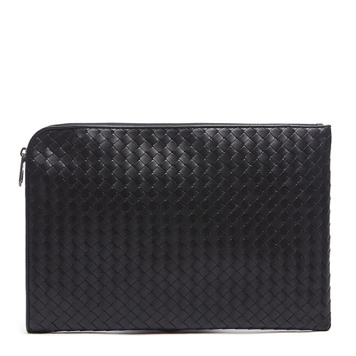 Bottega veneta/葆蝶家 男士羊皮經(jīng)典編織拉鏈?zhǔn)帜冒? class=