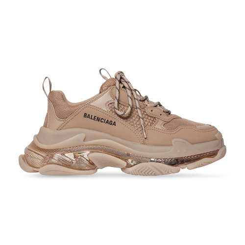 Balenciaga/巴黎世家 22年秋冬新款 Triple S Clear Sole系列 男士棕色雙層泡棉網(wǎng)眼刺繡徽標(biāo)雙色鞋帶減震運(yùn)動鞋541624W2GA12510