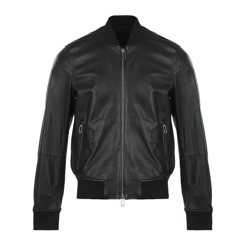 Emporio Armani/安普里奧阿瑪尼21新品針織棒球領(lǐng)時(shí)尚徽標(biāo)羊皮革男士皮衣外套B1R13PB1P13