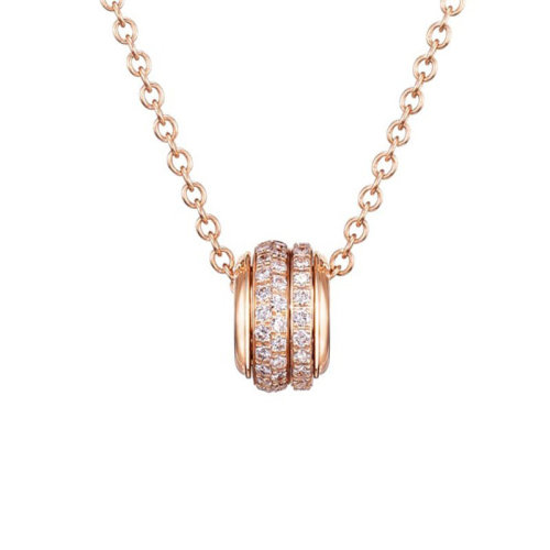 PIAGET/伯爵 經(jīng)典POSSESSION時(shí)來運(yùn)轉(zhuǎn)系列 18K金玫瑰金滿鉆可轉(zhuǎn)動(dòng)項(xiàng)鏈 G33P0088