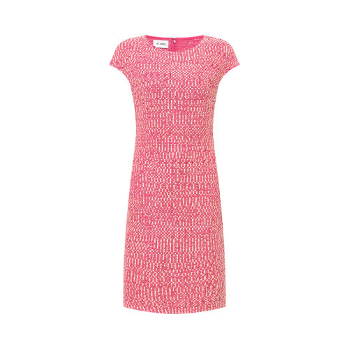 【21春夏新款】St. John/盛薔玫紅色條紋針織修身女士連衣裙K1Z3070