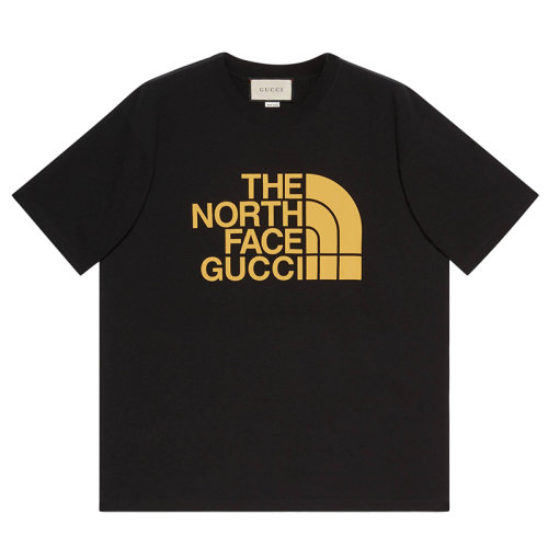 GUCCI/古馳 North Face x Gucci系列 男女同款黑色磨砂純棉平紋針織T恤616036XJDCL1131