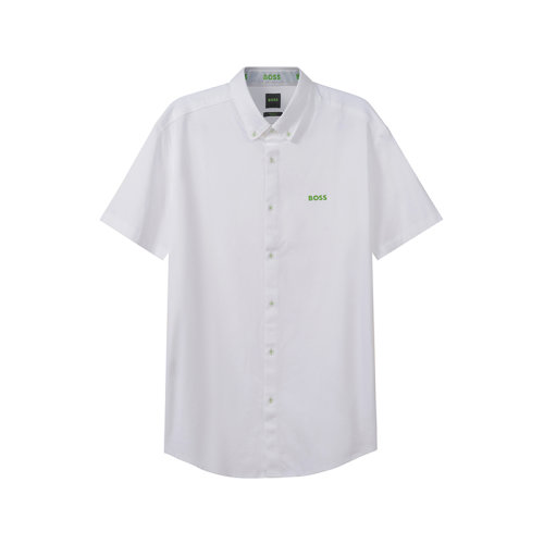 HUGO BOSS/雨果博斯 男士棉質(zhì)短袖休閑襯衫LOGO圖案 50466045