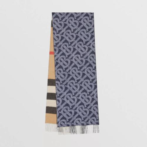  BURBERRY 22年秋冬 女士 雙面兩用格紋拼專屬標識羊絨圍巾 80249311 預定商品1-3周發(fā)貨