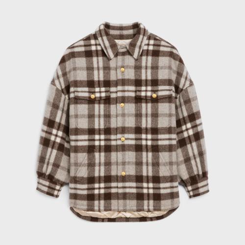  CELINE賽琳思琳 22年秋冬 女士 長袖襯衫 SURCHEMISE OVERSIZE LAINE CARREAUX 2W758486S.18EC