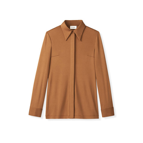 St.John/盛薔21早秋純色桑蠶絲女士長袖襯衫K914061