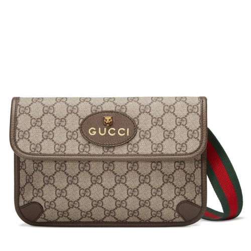 楊冪同款 GUCCI/古馳  男女同款米色帆布虎頭腰包 4939309C2VT8745