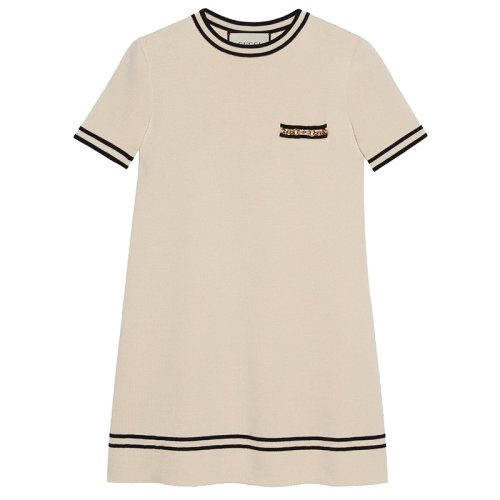 GUCCI/古馳女士白色GG提花羊毛連衣裙650387XKBNZ9087