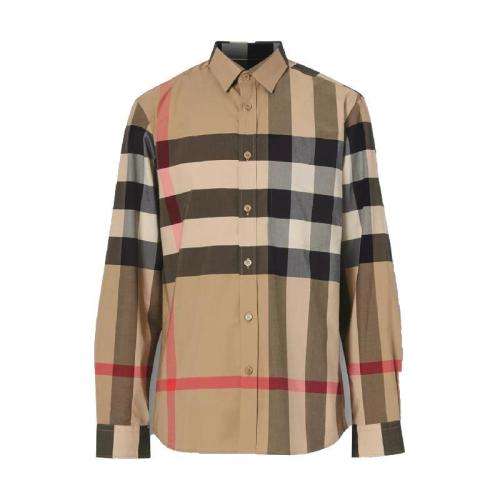  BURBERRY 22年秋冬 男士 格紋彈力棉府綢襯衫 80102131
