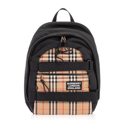 BURBERRY/博柏利 男女同款中性拼色聚酰胺經(jīng)典格紋背包雙肩包 8024684