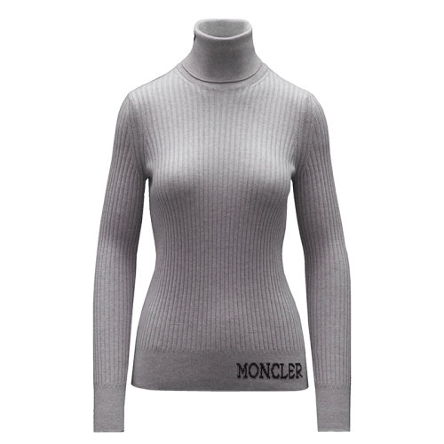 Moncler/蒙克萊  女士淺灰色高領(lǐng)漏斗領(lǐng)羅紋毛衣G20939F00013A9058984
