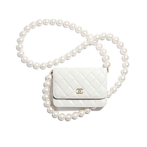 CHANEL/香奈兒  迷你女包 珍珠鏈條翻蓋包 單肩斜挎包