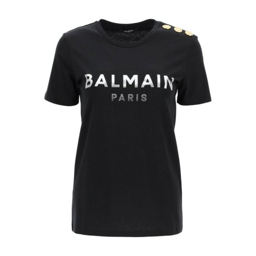  BALMAIN/寶曼 女士黑色棉質(zhì)短袖T恤 XF1EF005 BB28 EAD PLFSX