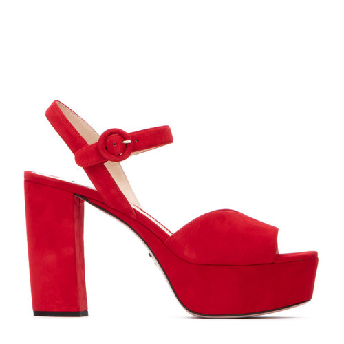 PRADA/普拉達(dá) 搭扣 紅色女士高跟鞋