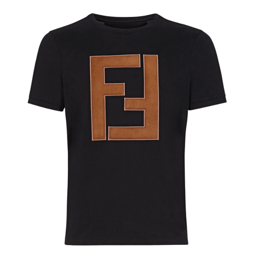 FENDI/芬迪  男士新款FF標(biāo)志黑色棉質(zhì)短袖T恤 FY0894A2BNF0QA1