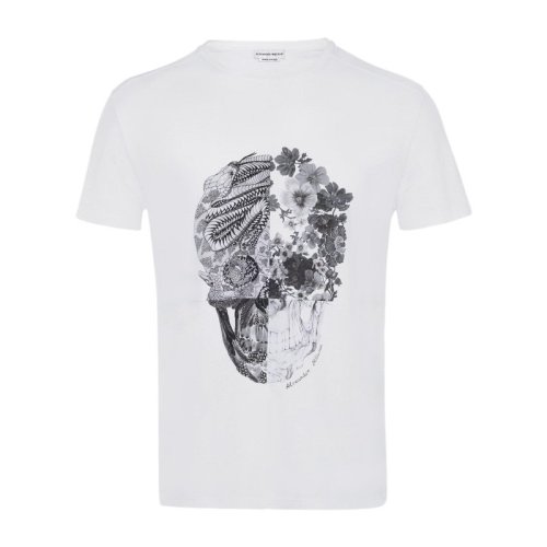 Alexander McQueen/亞歷山大麥昆  男裝 服裝 純棉骷髏圖案刺繡時(shí)尚休閑 男士短袖T恤