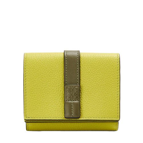 LOEWE/羅意威  女士檸檬黃色鱷梨綠色柔軟粒面小牛皮三折錢包0010641975