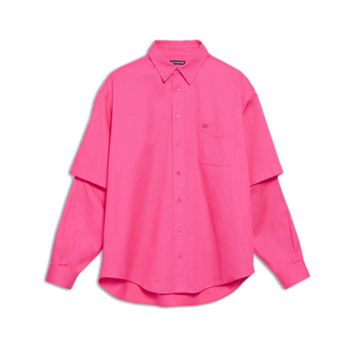 Balenciaga/巴黎世家 19年秋冬 粉色棉質(zhì)男士長袖襯衫
