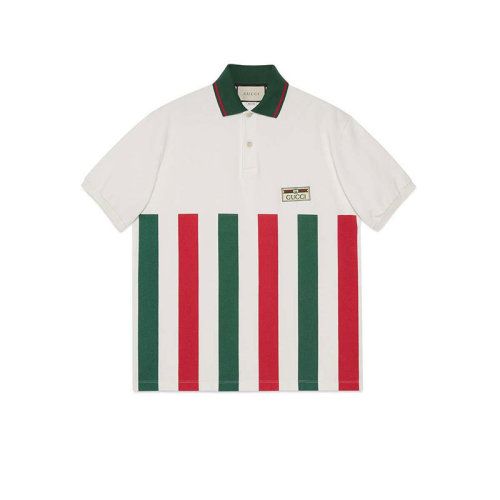 GUCCI/古馳  服裝 男性 紅綠條紋 白色 棉質(zhì) 男士短POLO 623242 XJCGQ 9060