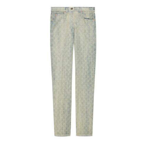  GUCCI古馳 22年秋冬 女士 GG提花直筒牛仔褲 678785 XDBOK 4692