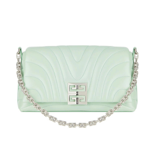 Givenchy/紀(jì)梵希 22新款 女士青綠色絎縫小牛皮配有金屬磁扣翻蓋金屬鏈短肩帶銀色飾面金屬單肩斜挎包BB50QAB1LK-356