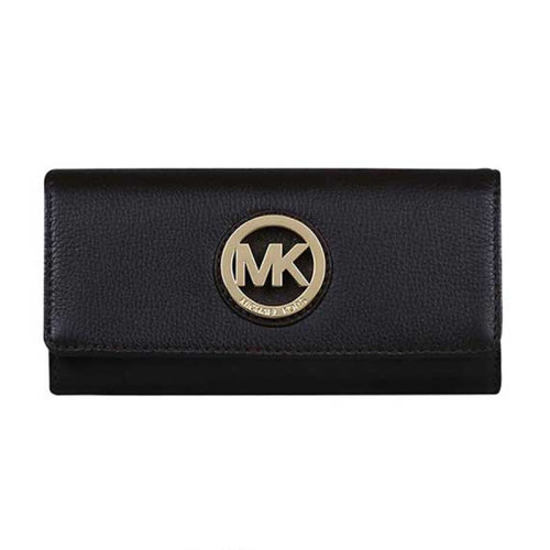 Michael Kors/邁克·科爾斯  女包女士黑色皮革時(shí)尚百搭MK標(biāo)志長(zhǎng)款錢(qián)包  $35T3SFTE1L001