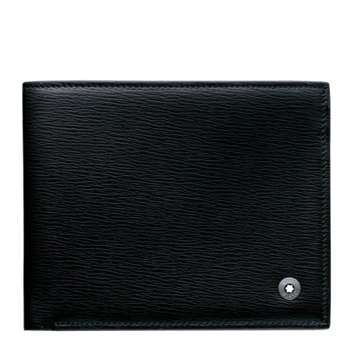MontBlanc/萬寶龍 都市俊彥系列 男士黑色小牛皮6卡位折疊錢包錢夾 103401
