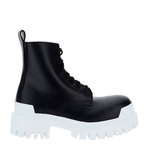 BALENCIAGA/巴黎世家 女士 鞋靴 21春夏 黑色高幫厚底白底圓頭馬丁靴 女士短靴