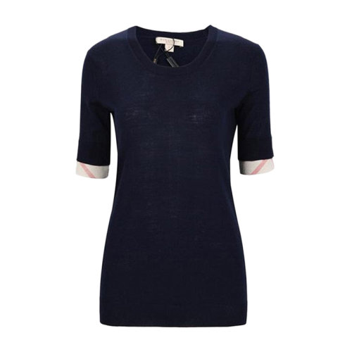 Burberry/博柏利 女士 服裝 深藍色美利奴羊毛T恤 女士短袖T恤
