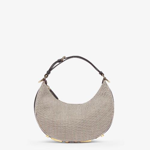  FENDI芬迪 22年秋冬 女士 手提包 棕色千鳥格羊毛手袋 8BR798ALA2F1J55