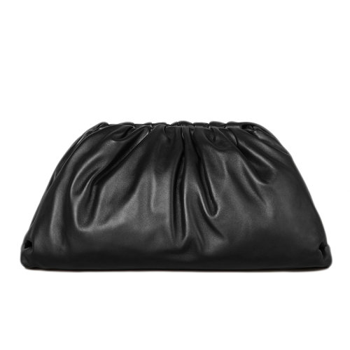 Bottega Veneta/葆蝶家  THE POUCH系列 黑色小牛皮云朵手拿包576227VCP401229