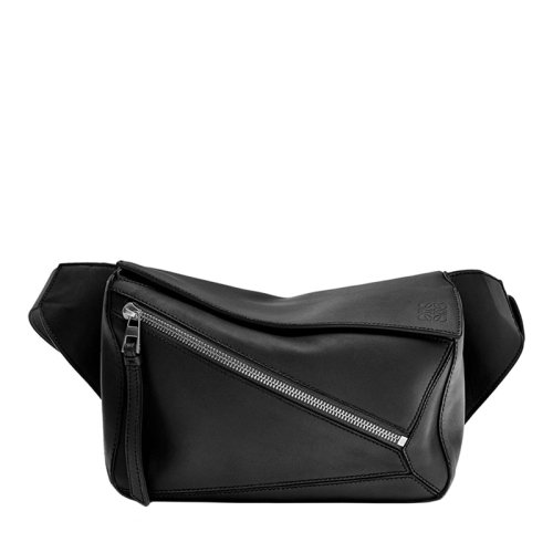 Loewe/羅意威 22春夏新款Puzzle系列 男士小號黑色牛皮革Anagram壓紋腰包拼圖包 0010588192